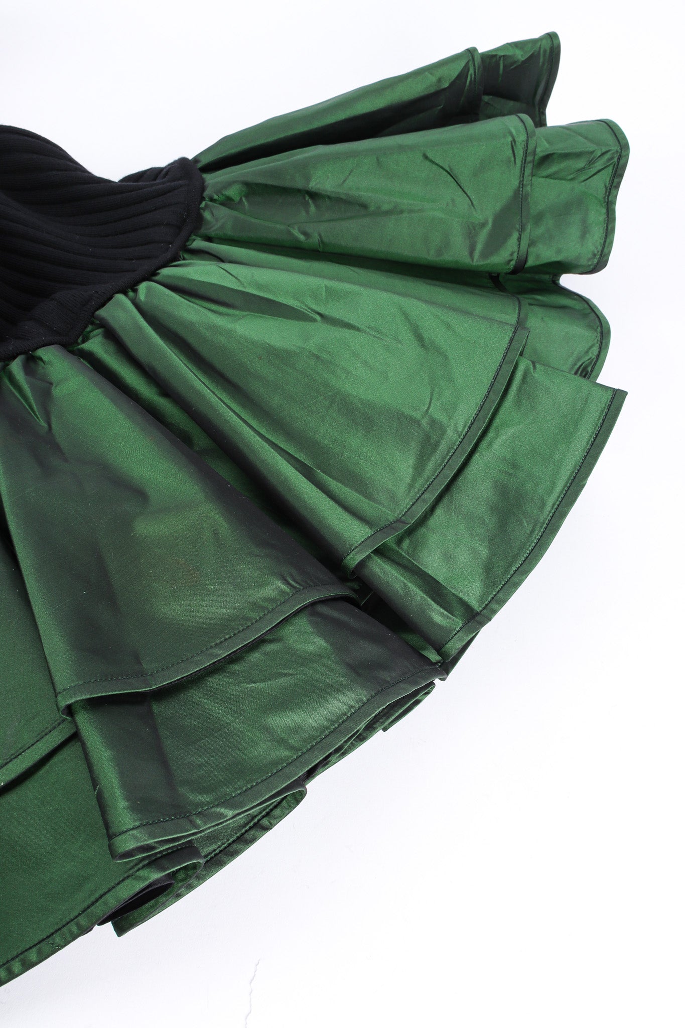 Vintage Emanuel Ungaro Ribbed Knit Taffeta Ruffle Dress metallic taffeta skirt @ Recess LA