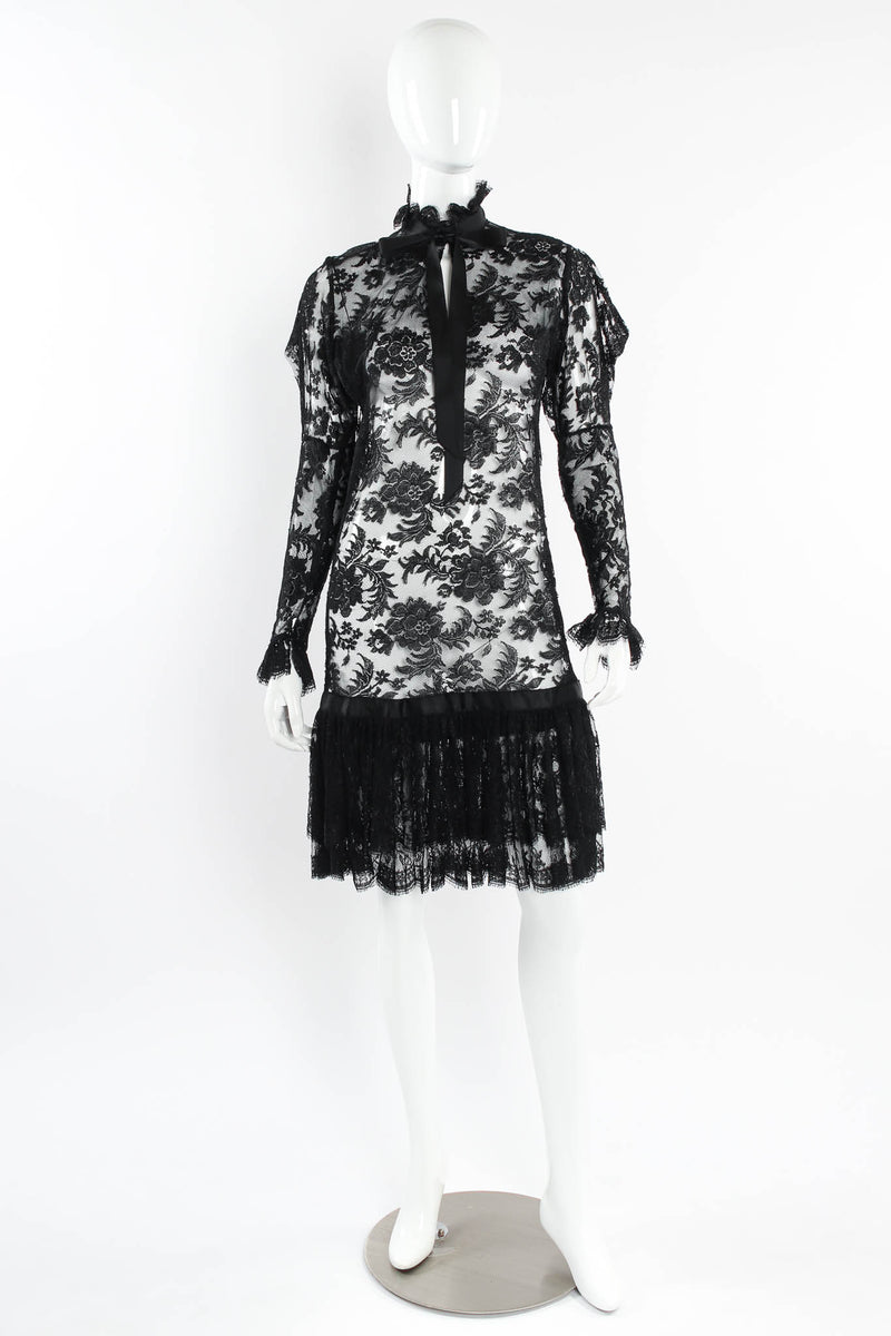 Vintage Emanuel Ungaro Sheer Floral Lace Dress mannequin front lace dress @ Recess Los Angeles
