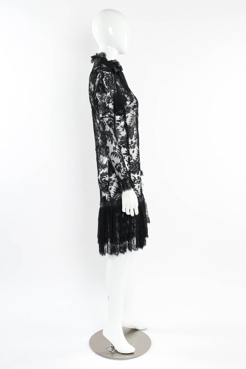 Vintage Emanuel Ungaro Sheer Floral Lace Dress mannequin side lace dress@ Recess Los Angeles