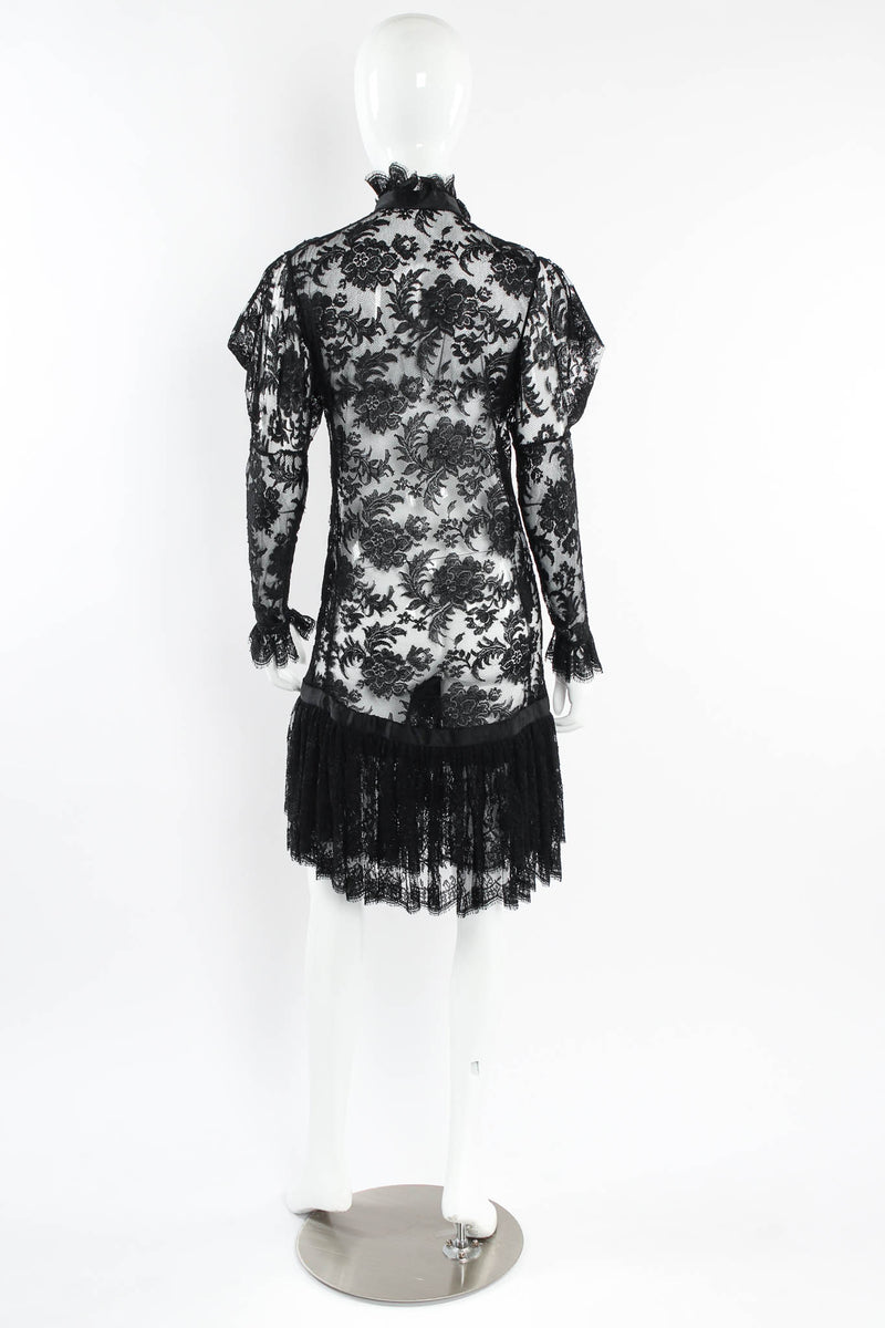 Vintage Emanuel Ungaro Sheer Floral Lace Dress mannequin back lace dress @ Recess Los Angeles