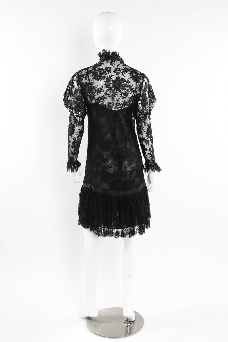 Vintage 80s Abstract Floral Blouson Wrap Dress with Belt Black Blue Purple  S M 