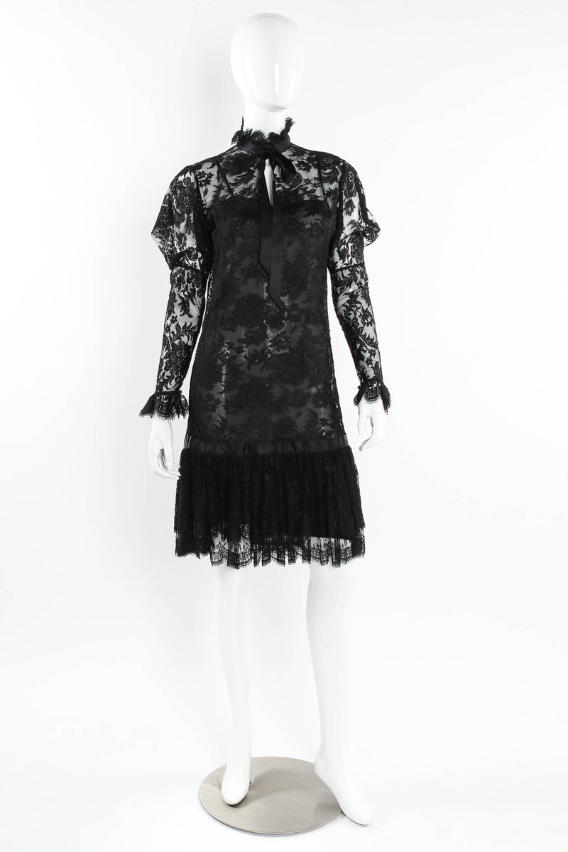 Vintage Emanuel Ungaro Sheer Floral Lace Dress mannequin front @ Recess Los Angeles