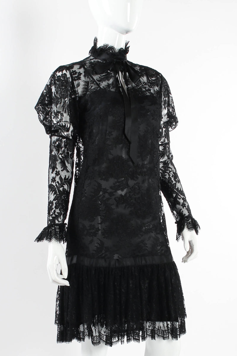 Vintage Emanuel Ungaro Sheer Floral Lace Dress mannequin angle @ Recess Los Angeles