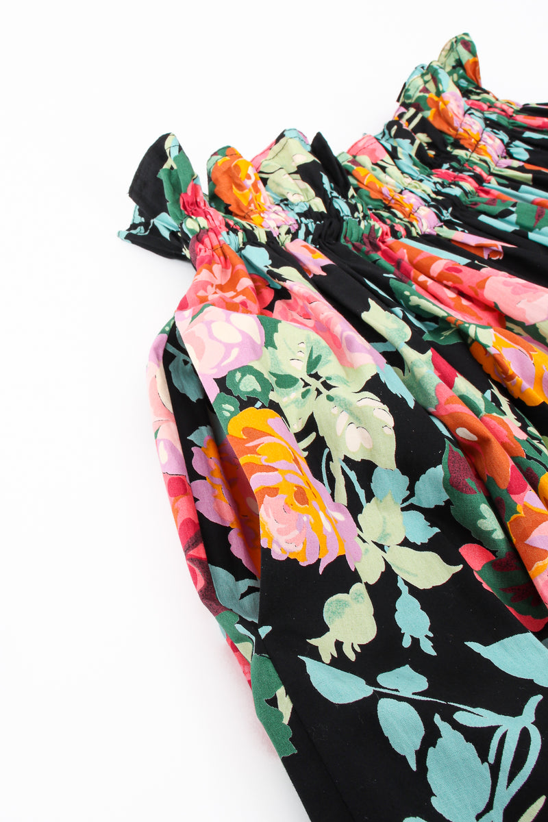 Vintage Emanuel Ungaro Floral Sateen Paper Bag Waist Skirt pockets at Recess LA