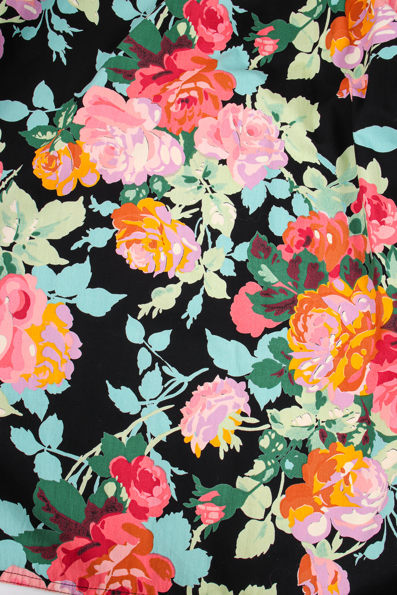 Vintage Emanuel Ungaro Floral Sateen Paper Bag Waist Skirt detail at Recess LA