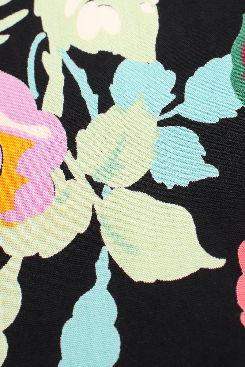Vintage Emanuel Ungaro Floral Sateen Paper Bag Waist Skirt fabric at Recess LA