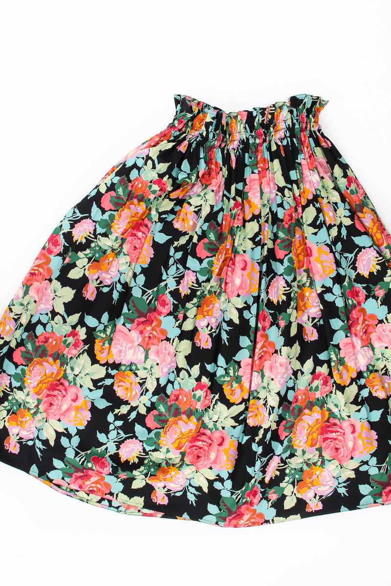 Vintage Emanuel Ungaro Floral Sateen Paper Bag Waist Skirt flat at Recess LA