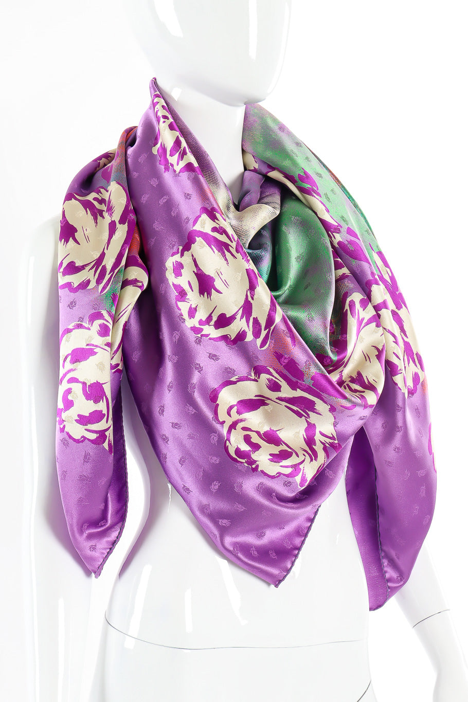 Silk crepe de chine scarf by Emanuel Ungaro Photo on Mannequin. @recessla