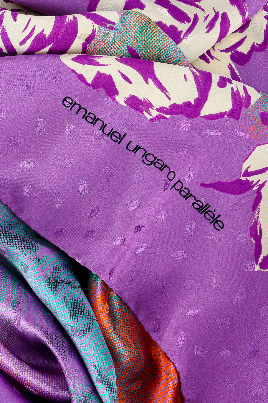 Silk crepe de chine scarf by Emanuel Ungaro Photo of Designer Print. @recessla