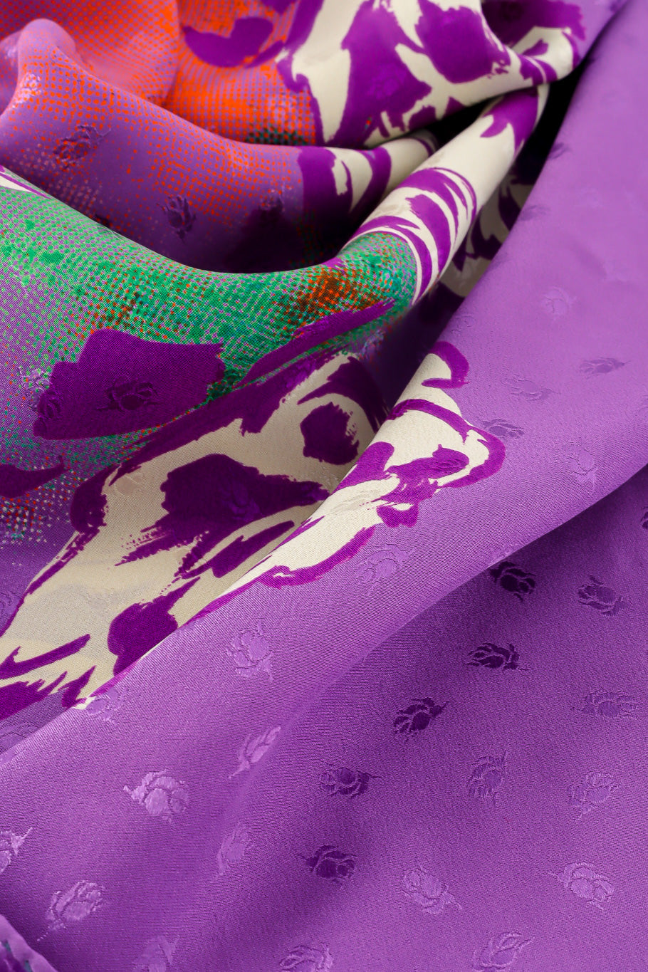 Silk crepe de chine scarf by Emanuel Ungaro Photo of Fabric Details. @recessla