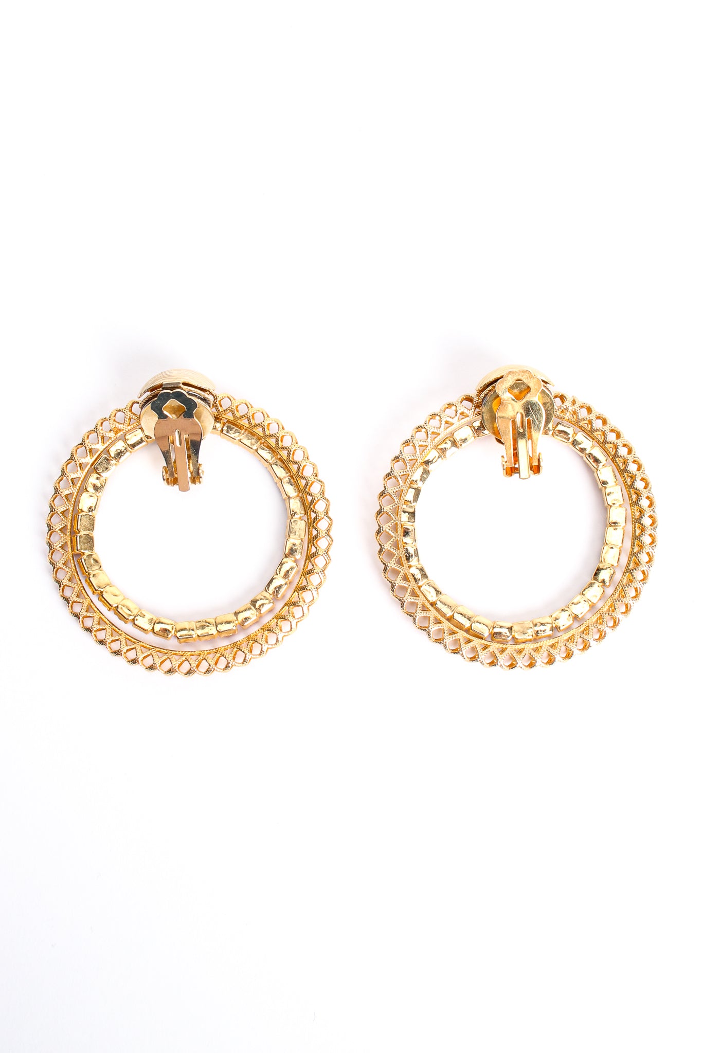 Vintage Rhinestone Sliding Double Hoop Earrings backside at Recess Los Angeles