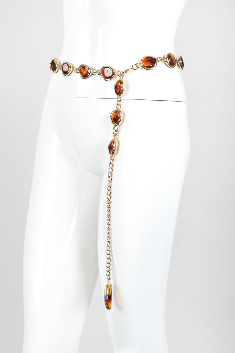 Recess Designer Consignment Vintage Unsigned Smoky Amber Gold Metal Chain Belt Los Angeles Resale