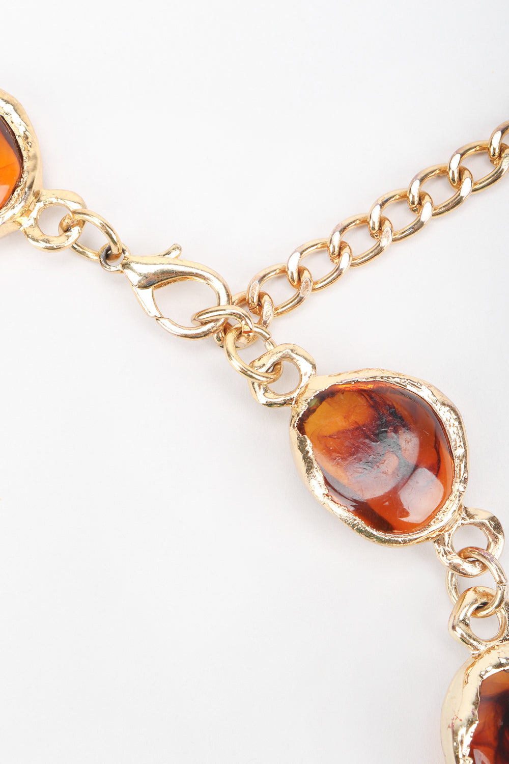 Smokey amber Gold Chain Belt with Amber Accents metal Vintage Unsigned Smoky Amber Gold Metal Chain Belt – Recess main image 4