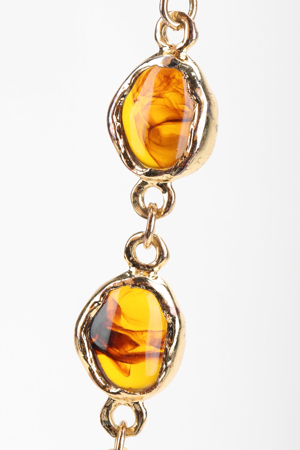 Smokey amber Gold Chain Belt with Amber Accents metal Vintage Unsigned Smoky Amber Gold Metal Chain Belt – Recess main image 3