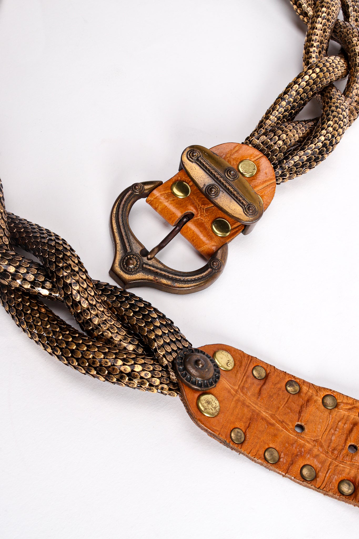 Vintage Usmeco Paris Braided Metal Mesh Belt buckle at Recess Los Angeles