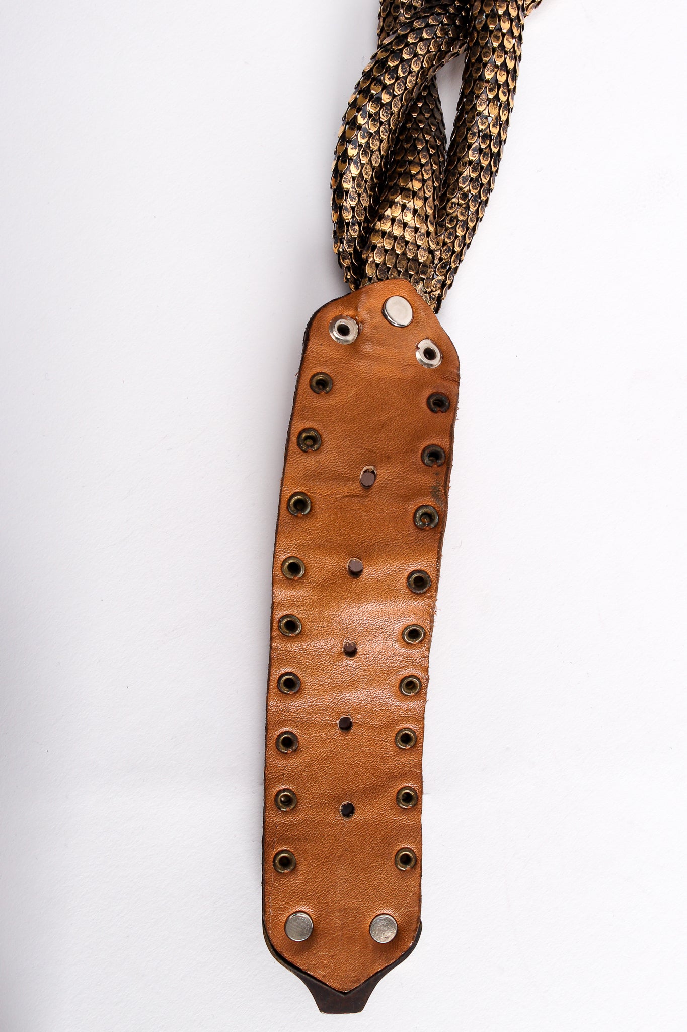 Vintage Usmeco Paris Braided Metal Mesh Belt tail wear at Recess Los Angeles