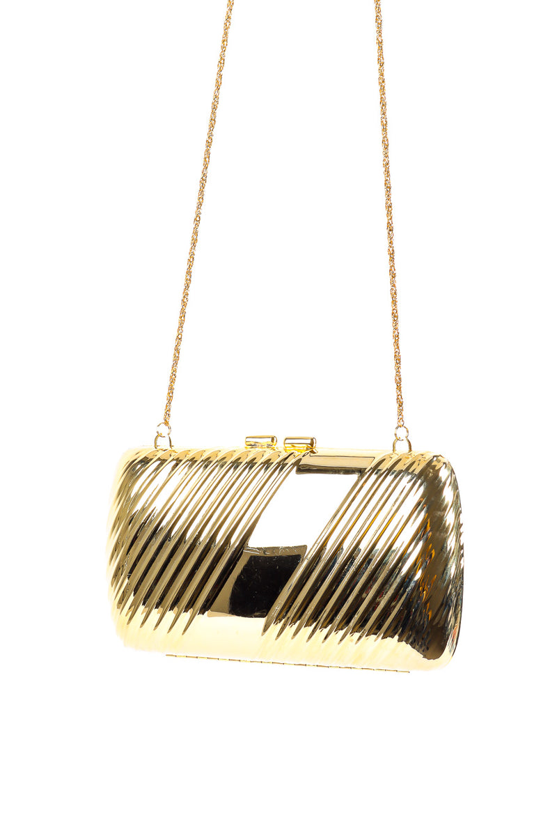 Venizia rectangular metal shape clutch product shot @recessla