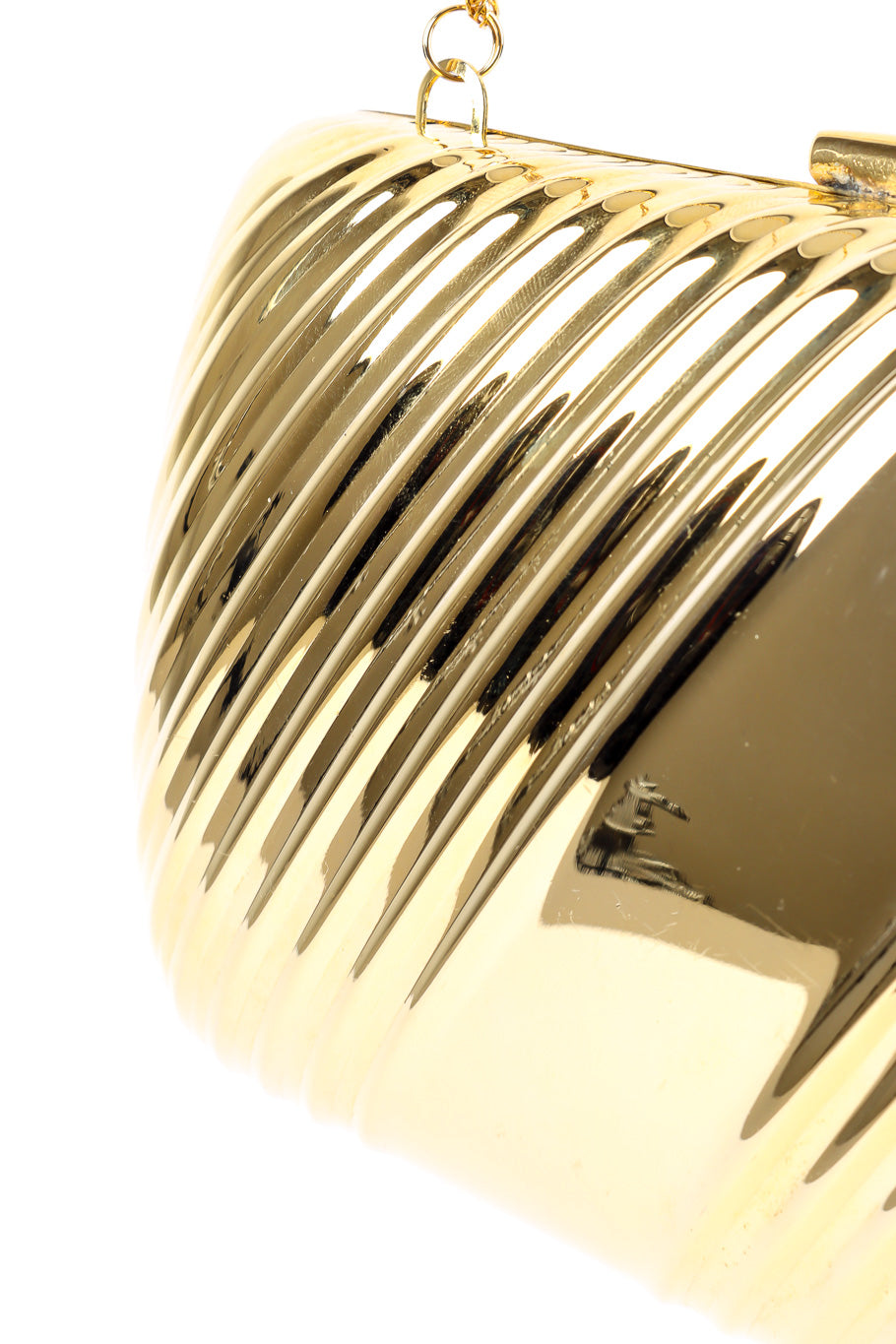 Venizia rectangular metal shape clutch close-up detail @recessla
