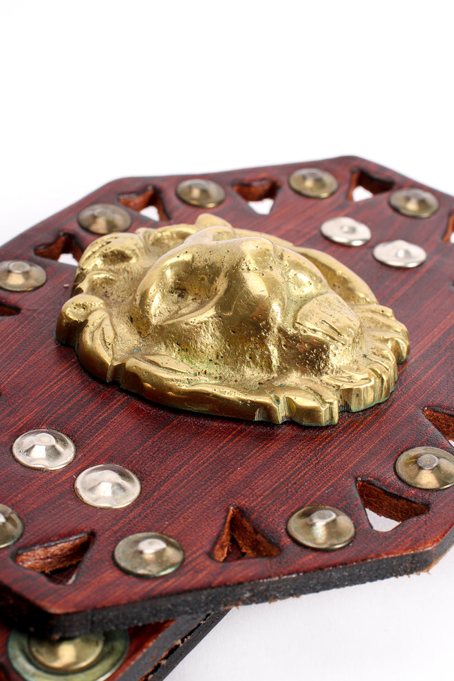 Vintage Made In Mexico Leather Cutout Hinged Lion Belt at Recess Los Angeles