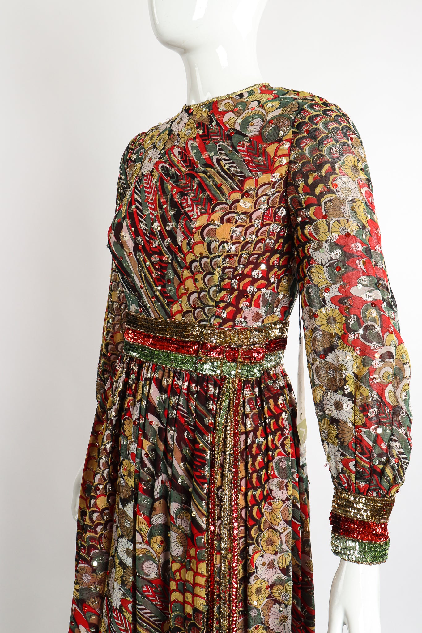 Vintage Valentina Belted Lamé Peacock Dress – Recess