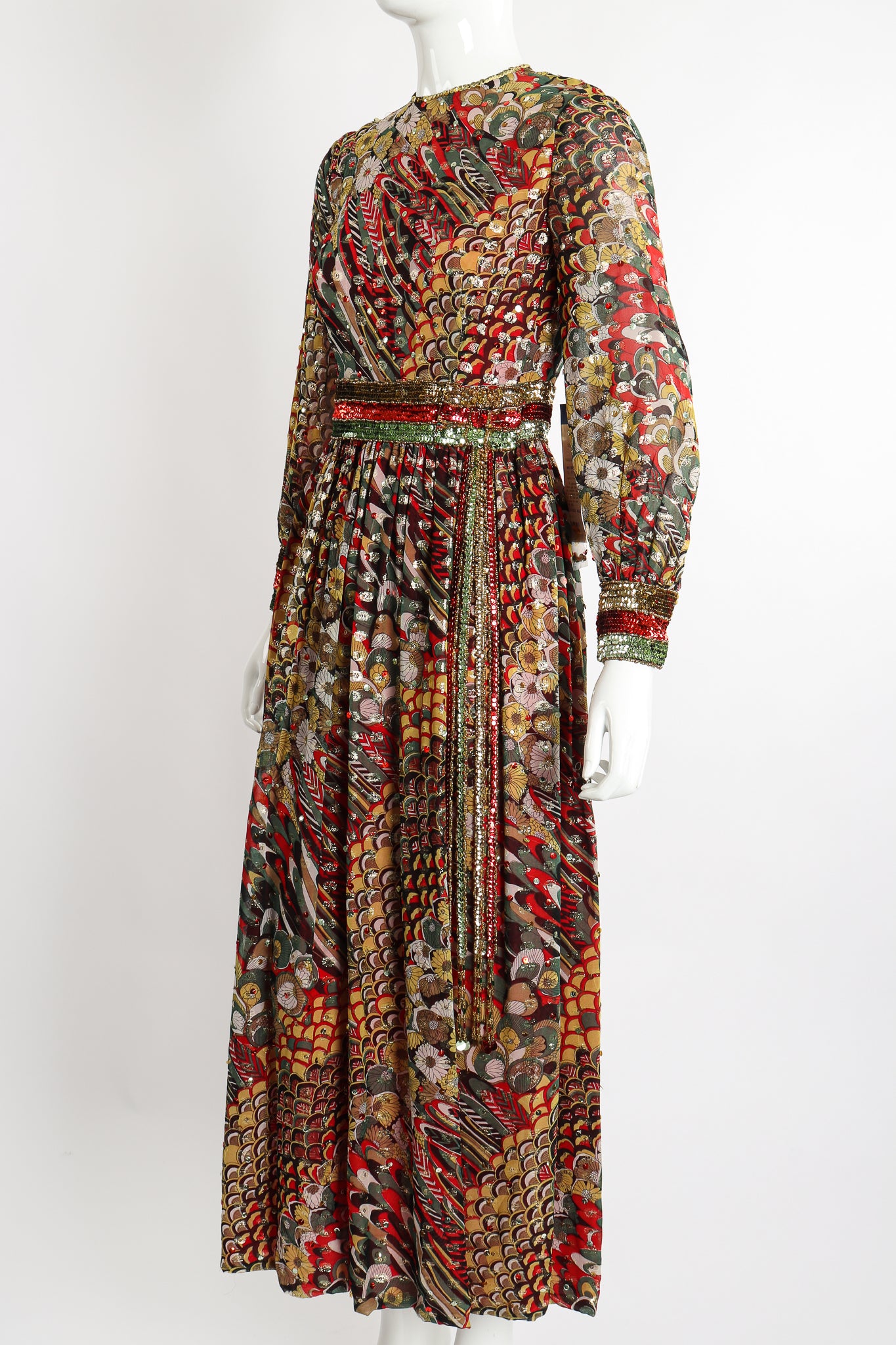 Vintage Valentina Belted Lamé Peacock Dress – Recess