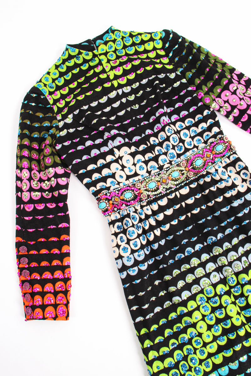 long sleeve rainbow sequin dress Handmade Short Dress In Rainbow Color 8mm Sequins with Long Sleeves