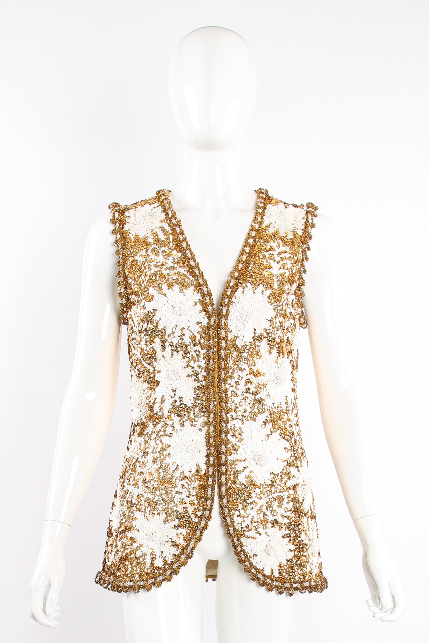 Vintage Valentina Sequined Blossom Burst Vest on Mannequin front at Recess Los Angeles