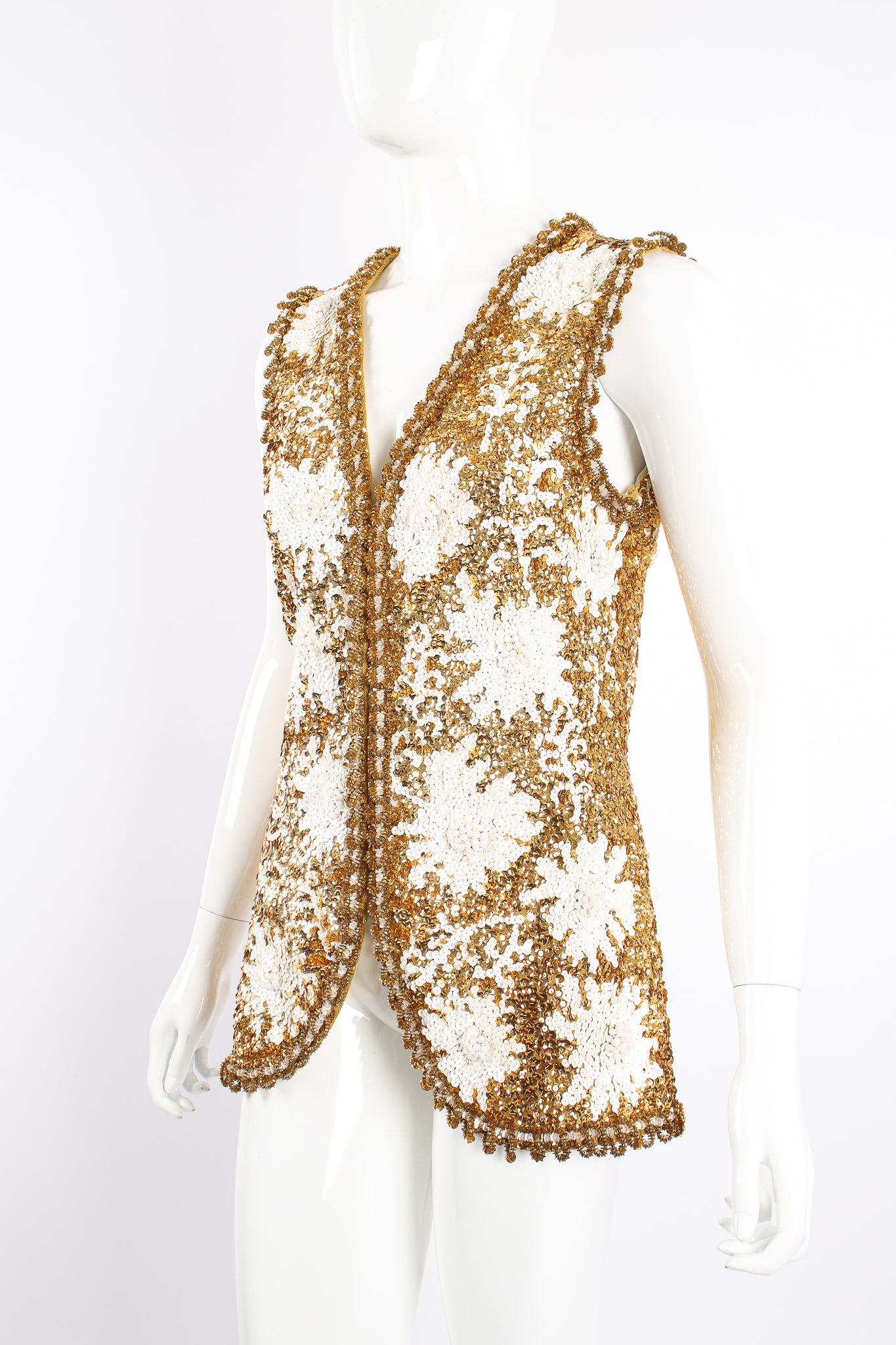 Vintage Valentina Sequined Blossom Burst Vest on Mannequin angle at Recess Los Angeles