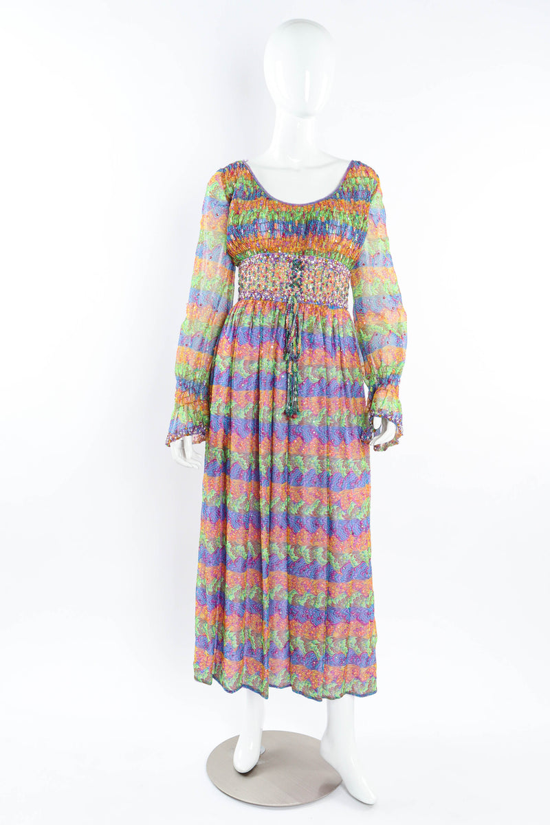 Vintage Valentina Tie-Dye Beaded & Sequin Dress mannequin front @ Recess Los Angeles