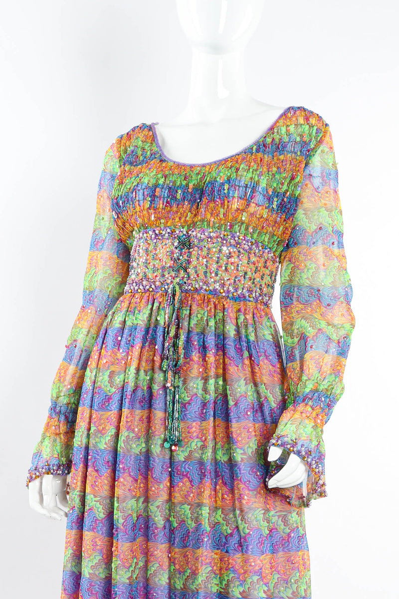 Vintage Valentina Tie-Dye Beaded & Sequin Dress front close @ Recess Los Angeles