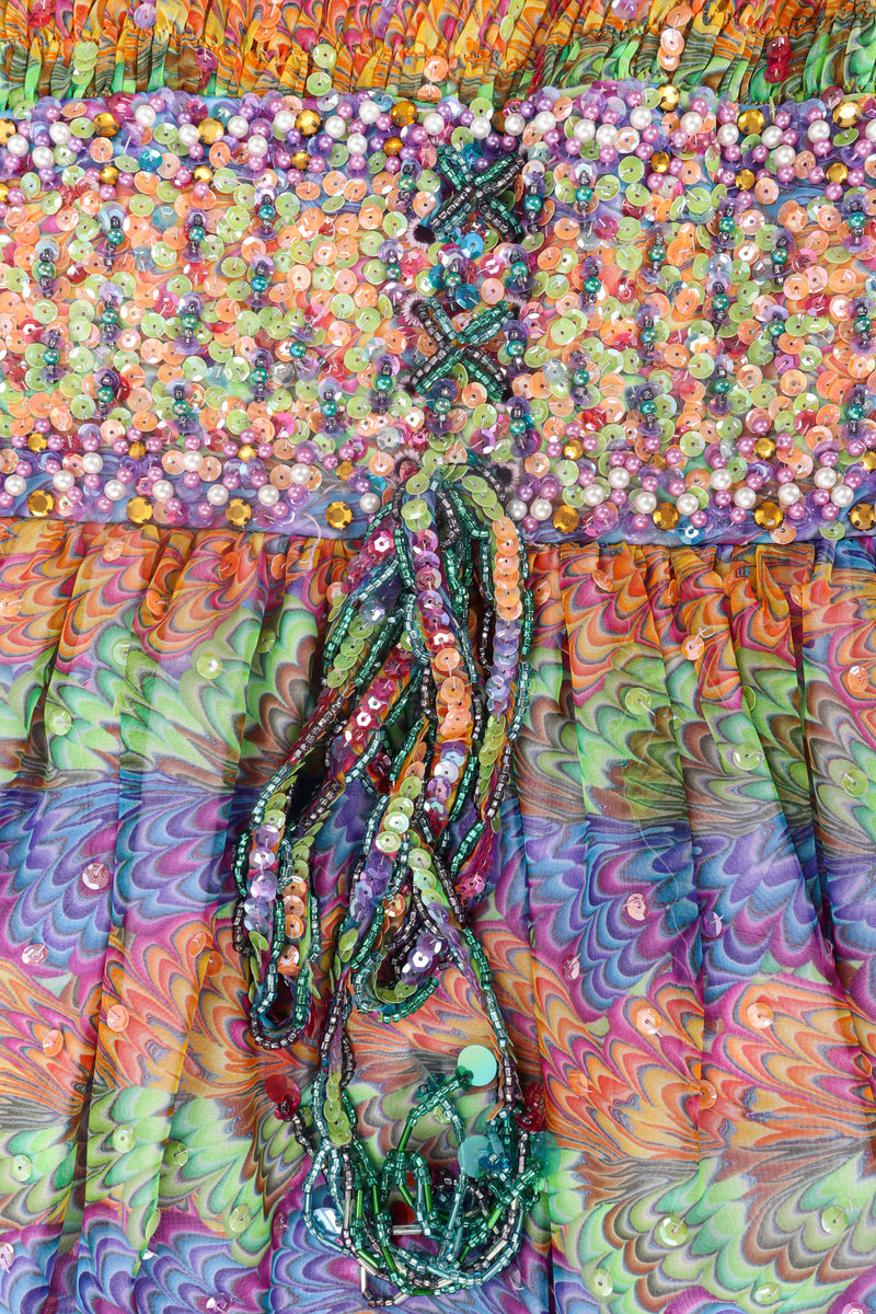 Vintage Valentina Tie-Dye Beaded & Sequin Dress waistline bead/sequin work @ Recess Los Angeles