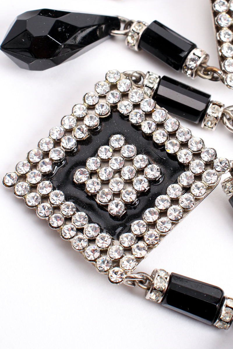 Vintage Valentino Geometric Diamond Drop Rhinestone Earrings detail at Recess Los Angeles