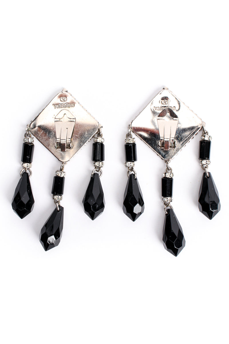 Vintage Valentino Geometric Diamond Drop Rhinestone Earrings backside at Recess Los Angeles