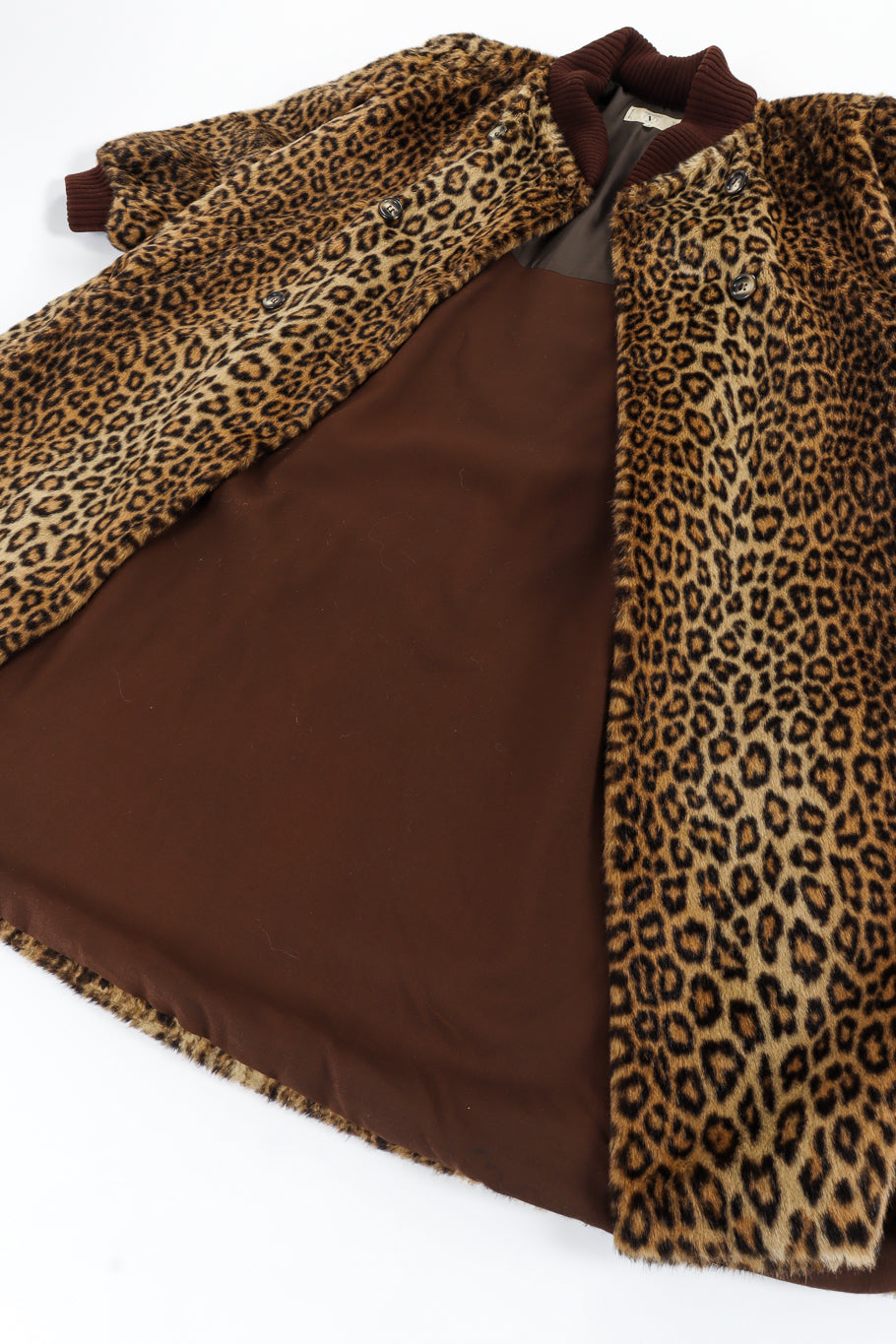 Vintage Valentino Leopard Print Faux Fur Wool Coat flat lay @ Recess LA