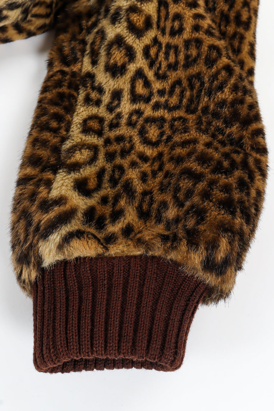 Vintage Valentino Leopard Print Faux Fur Wool Coat ribbed sleeve cuff  @ Recess LA