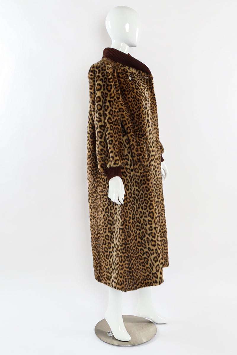 Vintage Valentino Leopard Print Faux Fur Wool Coat mannequin side @ Recess LA