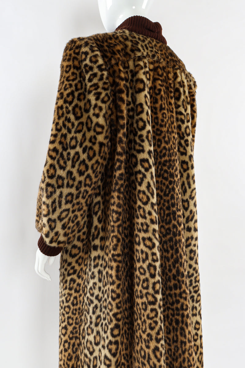 Vintage Valentino Leopard Print Faux Fur Wool Coat mannequin back close @ Recess LA