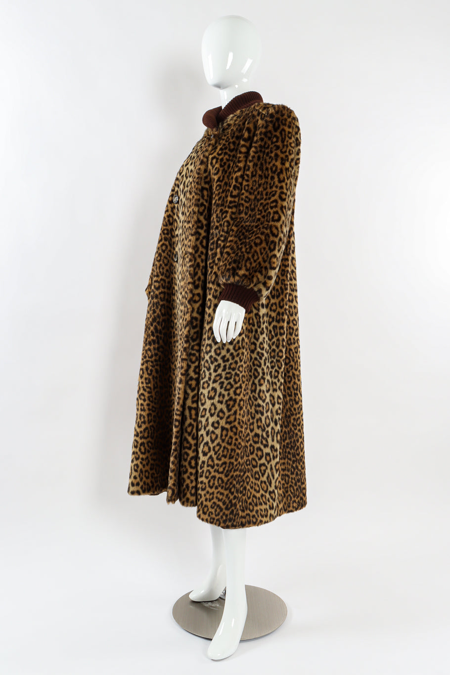 Vintage Valentino Leopard Print Faux Fur Wool Coat mannequin side angle @ Recess LA