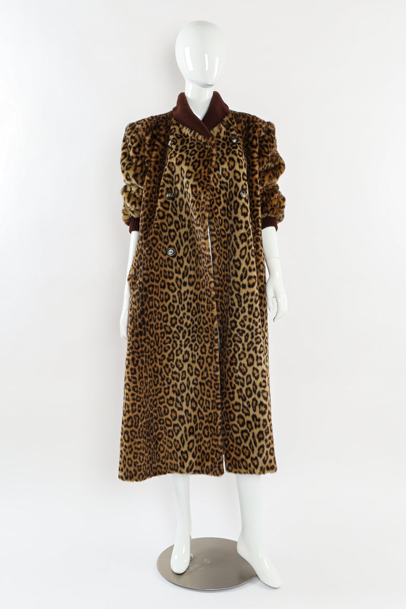 Vintage Valentino Leopard Print Faux Fur Wool Coat mannequin sleeves rolled up @ Recess LA