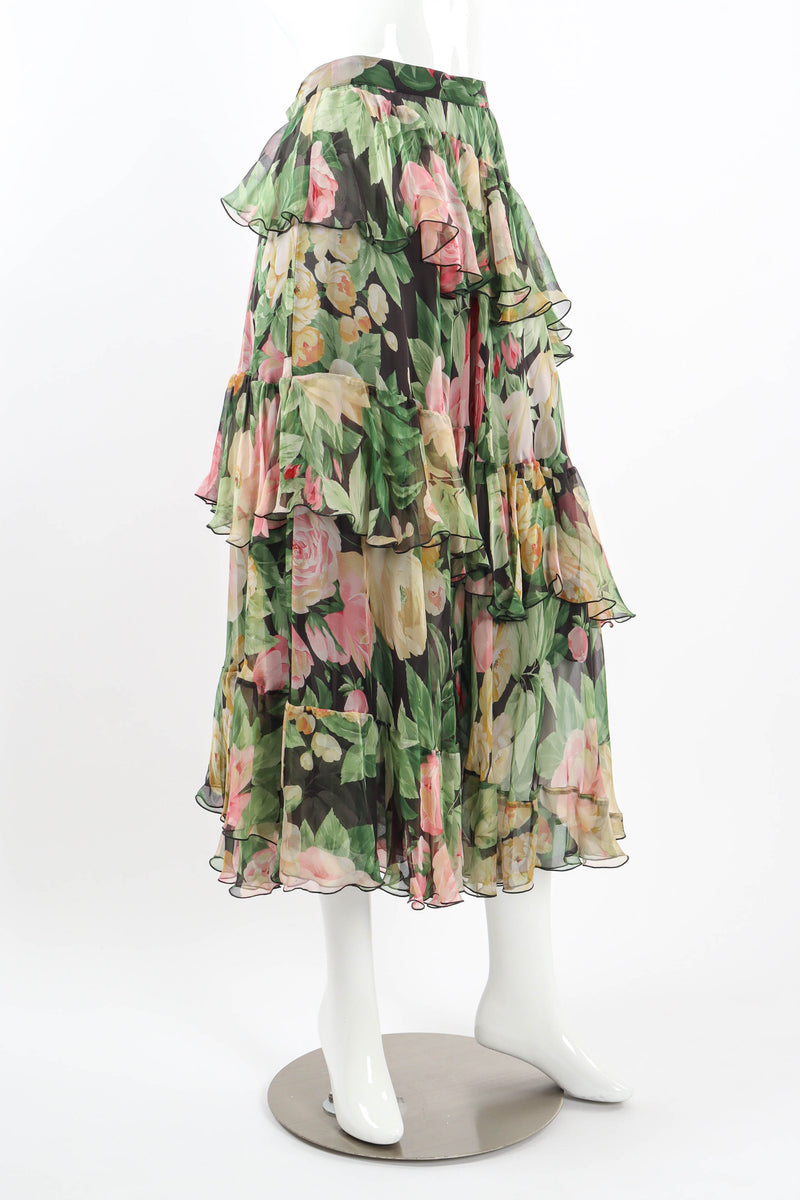 Vintage Valentino Willow Rose Garden Skirt mannequin angle front@ Recess LA