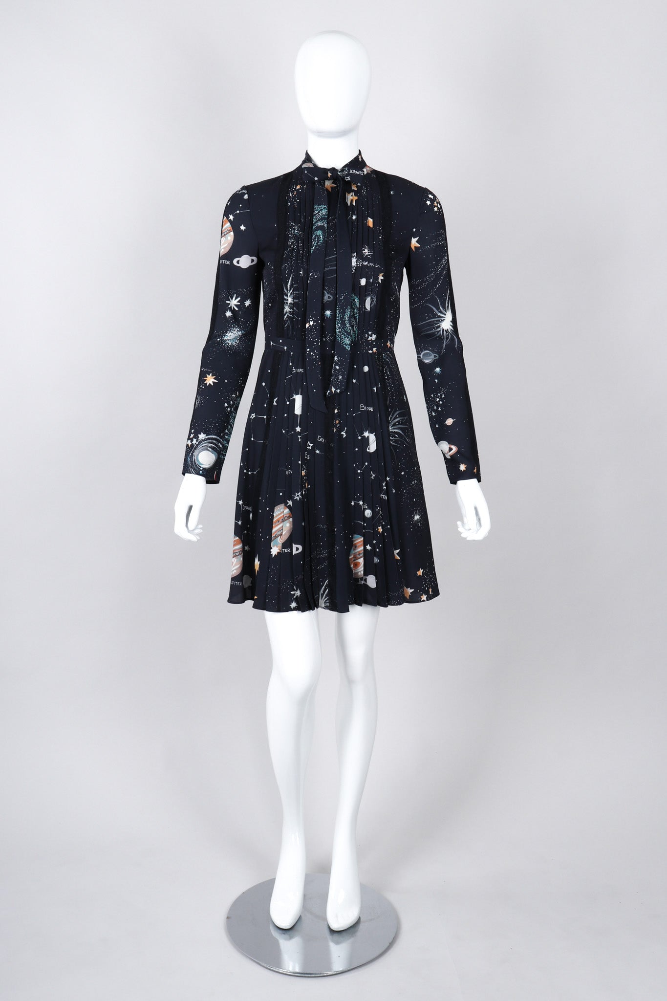 Recess Los Angeles Vintage Valentino Cosmic Astrological Pleated Cocktail Dress