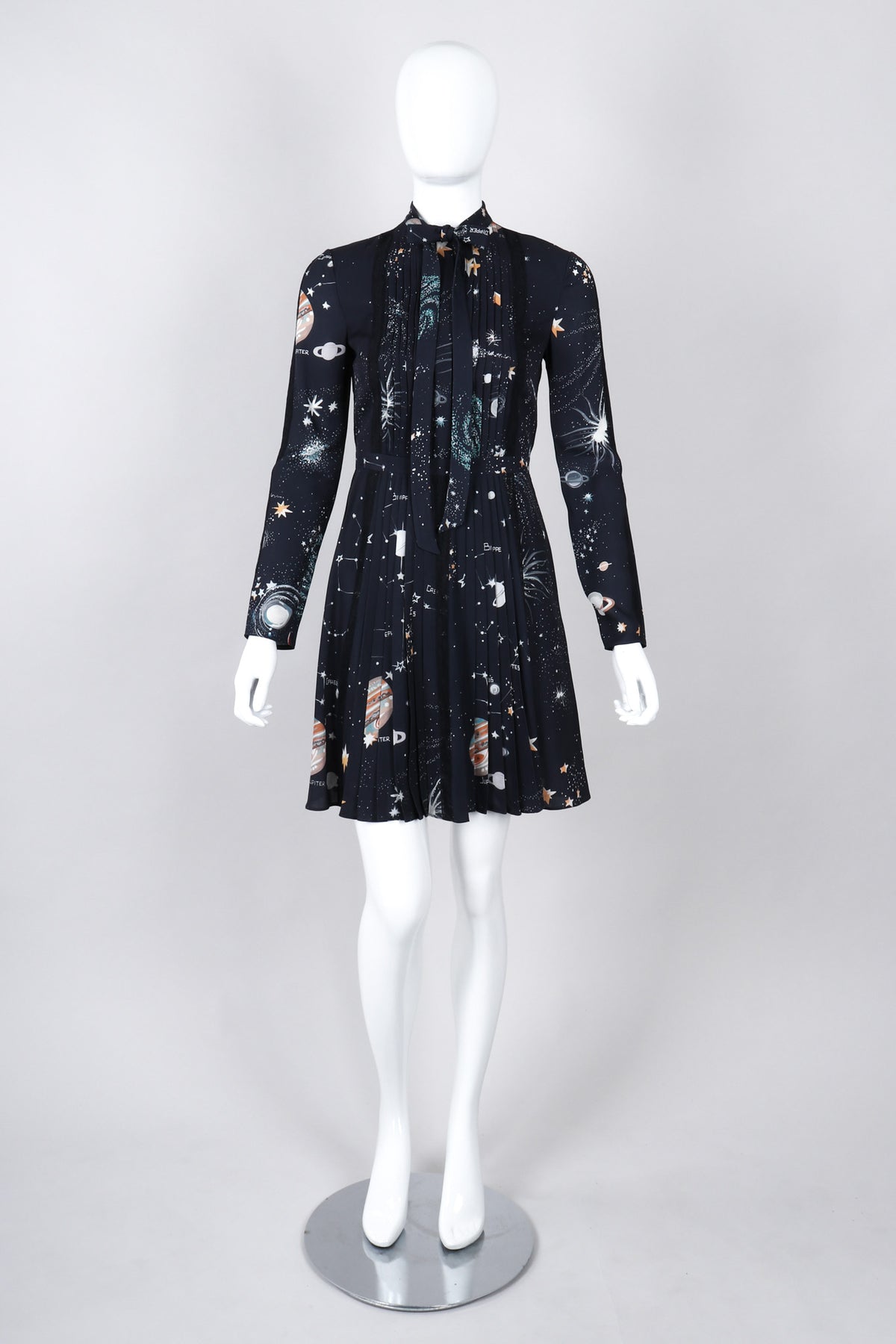 white christmas dresses Vintage Valentino Cosmic Astrological Pleated Cocktail Dress – Recess