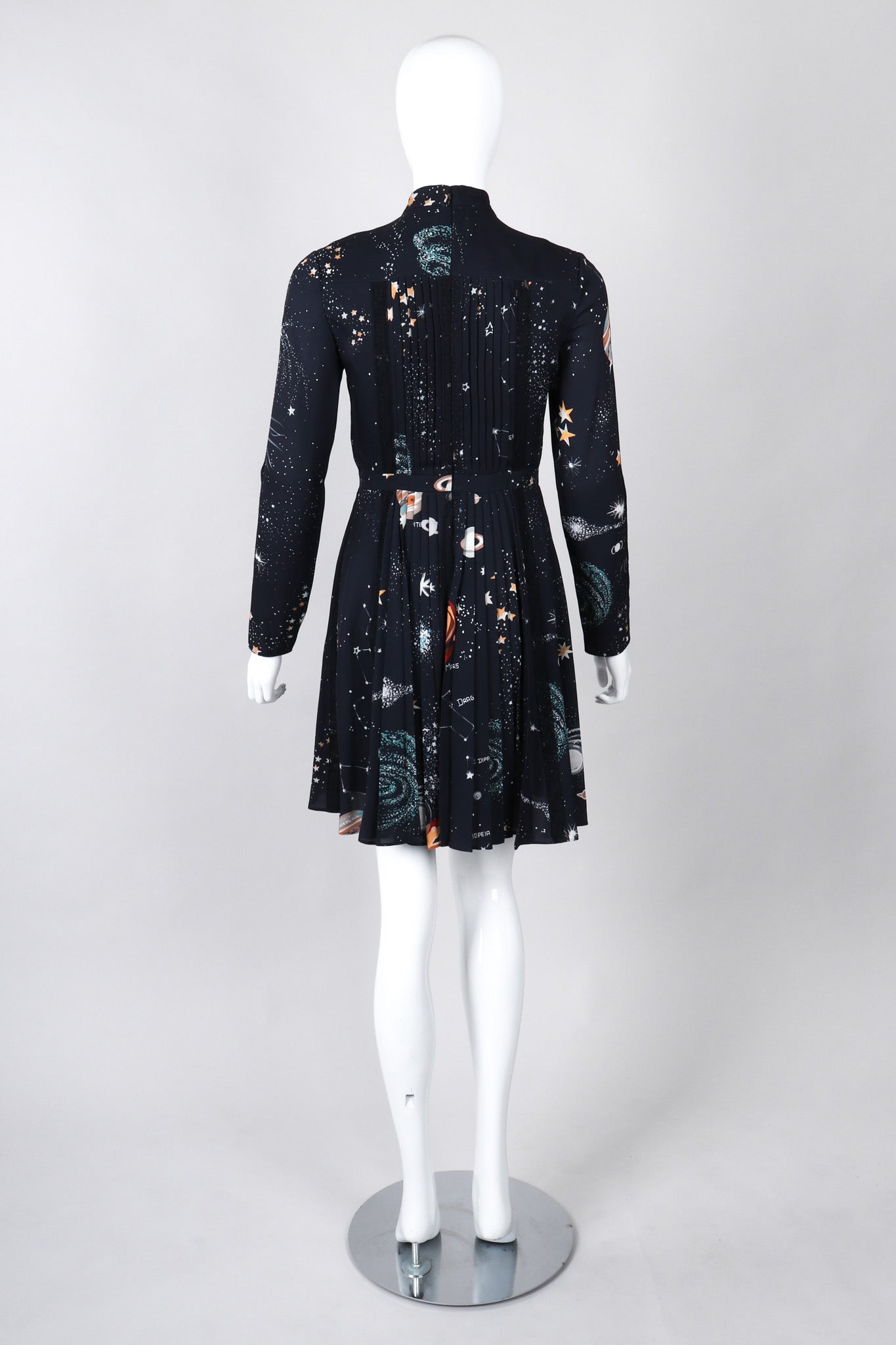 Recess Los Angeles Vintage Valentino Cosmic Astrological Pleated Cocktail Dress