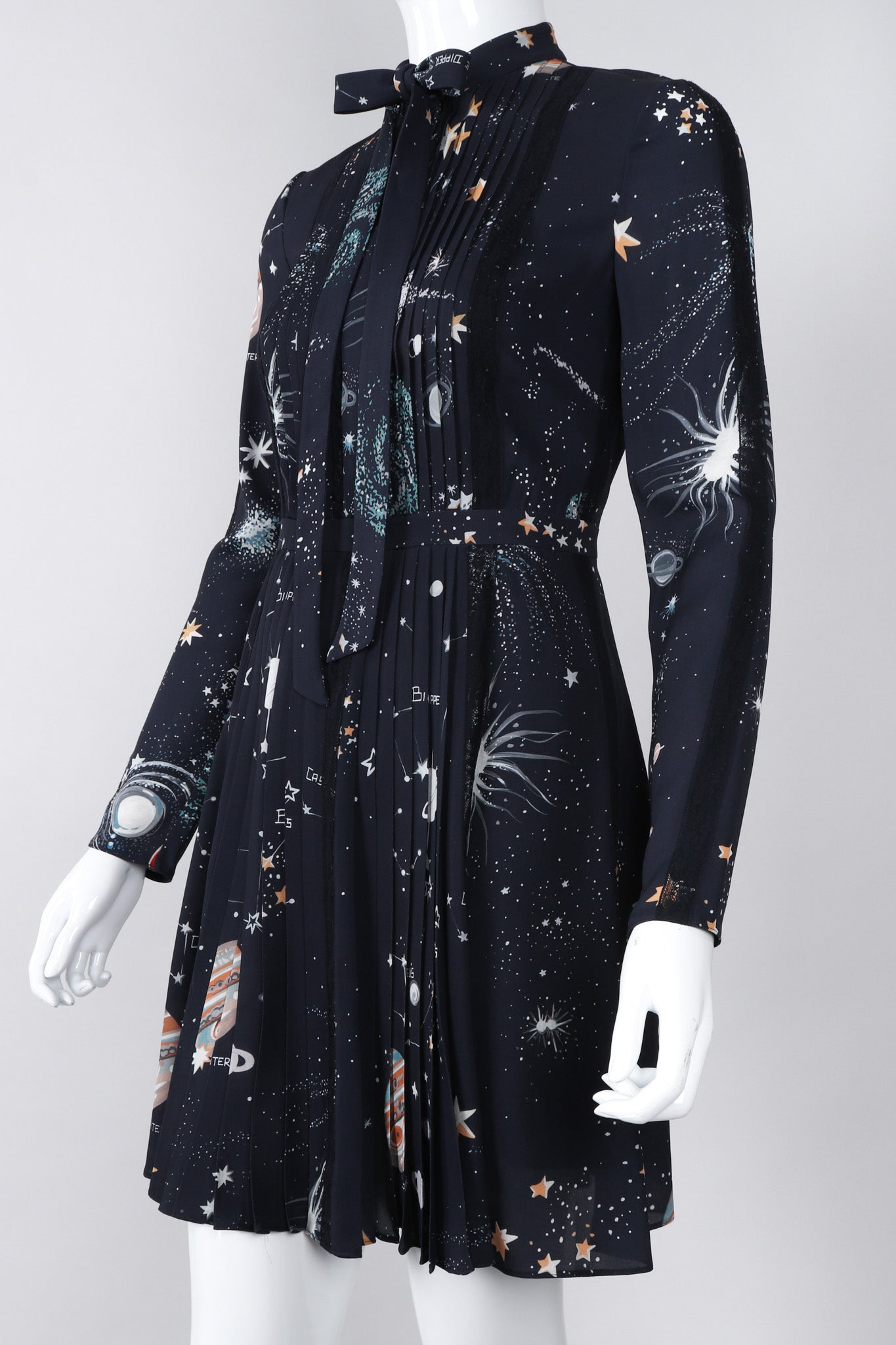 Recess Los Angeles Vintage Valentino Cosmic Astrological Pleated Cocktail Dress