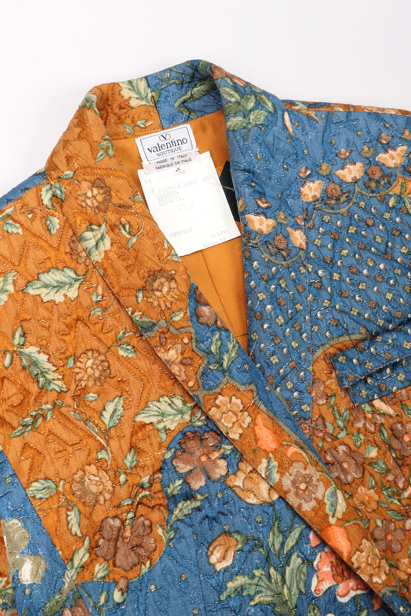 Recess Los Angeles Vintage Valentino Metallic Floral Quilted Jacket & Wrap Skirt Suit Set