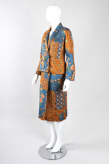 Recess Los Angeles Vintage Valentino Metallic Floral Quilted Jacket & Wrap Skirt Suit Set