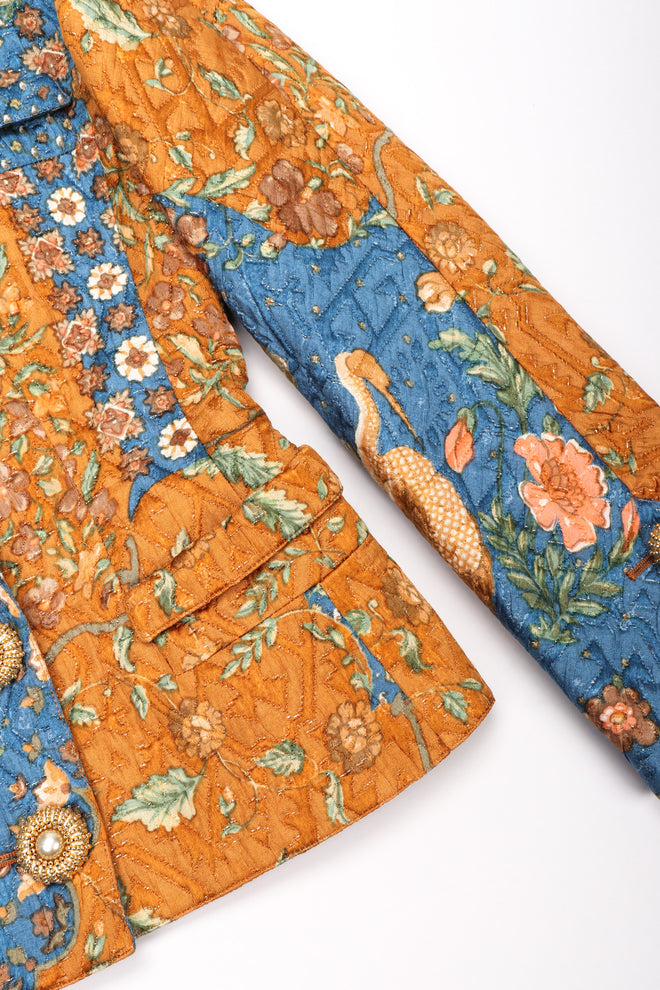 Recess Los Angeles Vintage Valentino Metallic Floral Quilted Jacket & Wrap Skirt Suit Set
