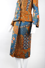 Recess Los Angeles Vintage Valentino Metallic Floral Quilted Jacket & Wrap Skirt Suit Set