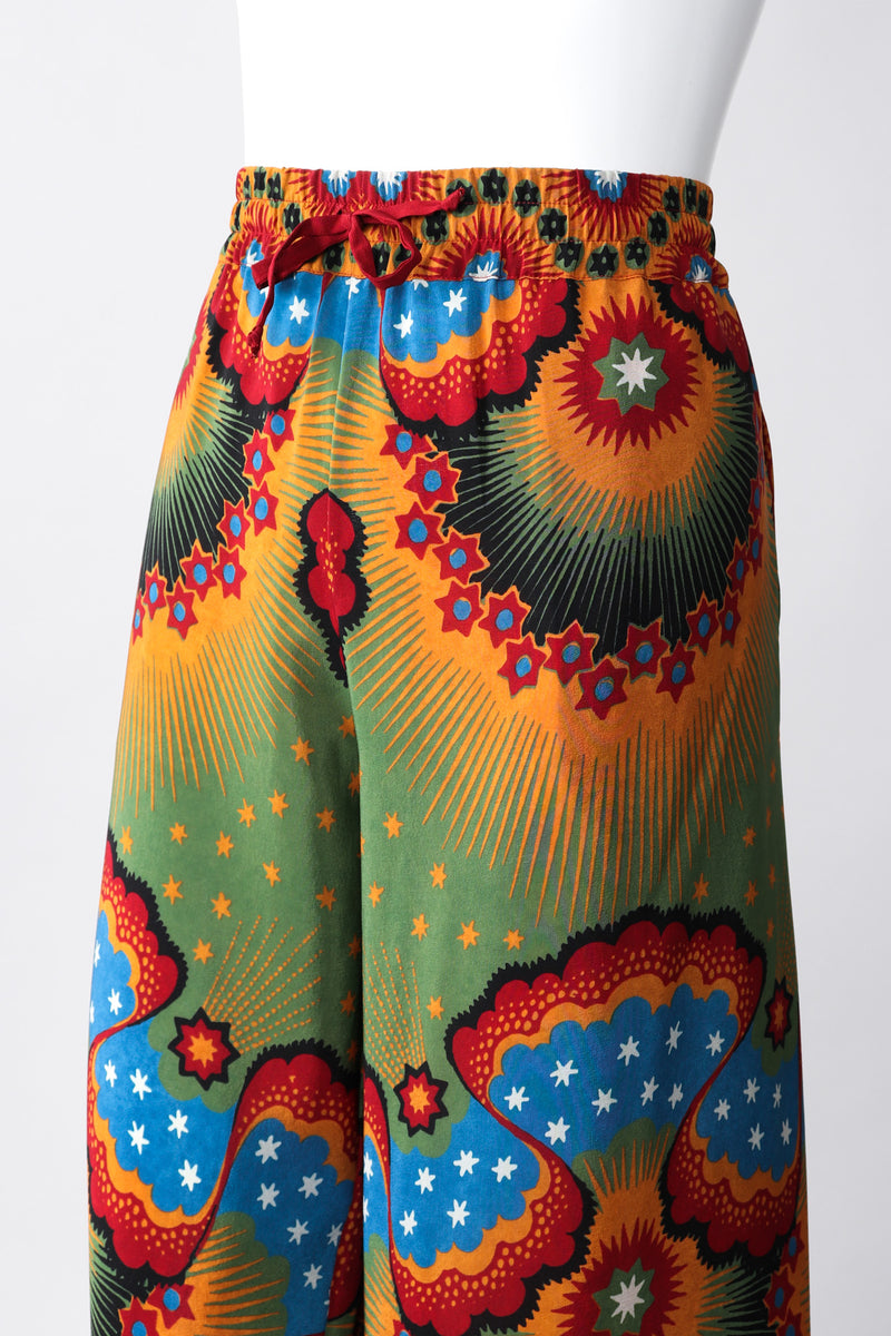 Recess Los Angeles Vintage Valentino Stars Stripes Palazzo Silk Wide Leg Pants