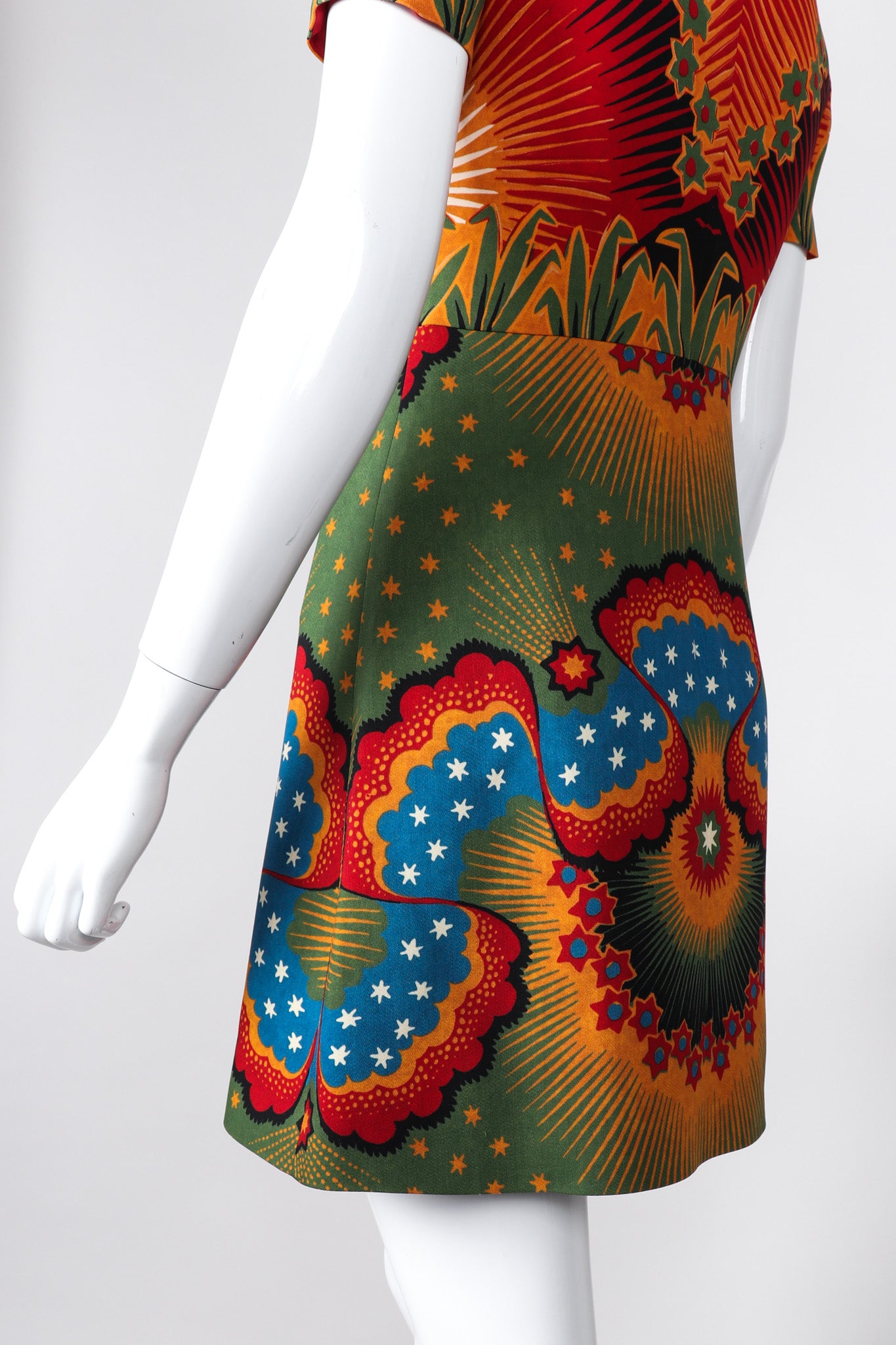 Recess Los Angeles Vintage Valentino Volcano Print Enchanted Wonderland Mini Dress Wool Silk